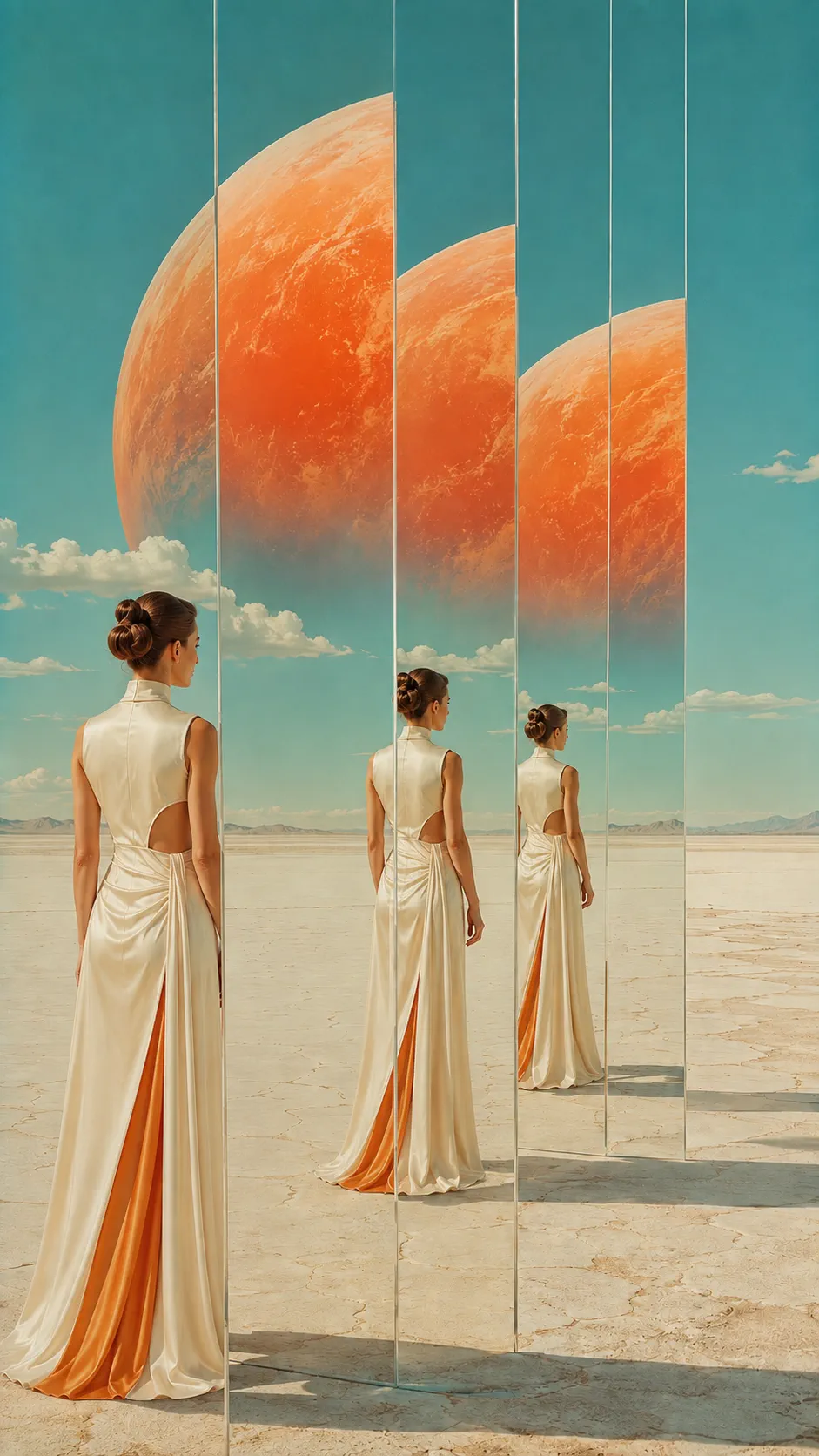 Mars fashion world reflected through vertical mirrors
